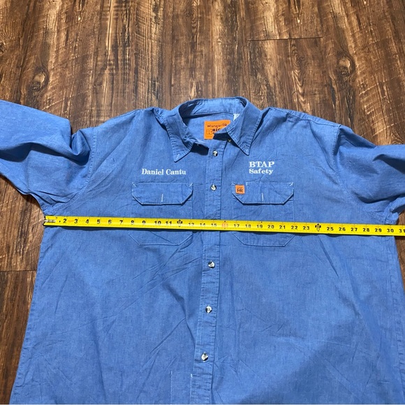 Wrangler Fire Resistant Chambray Button Up Long Sleeve Shirt XXL - Picture 6 of 8